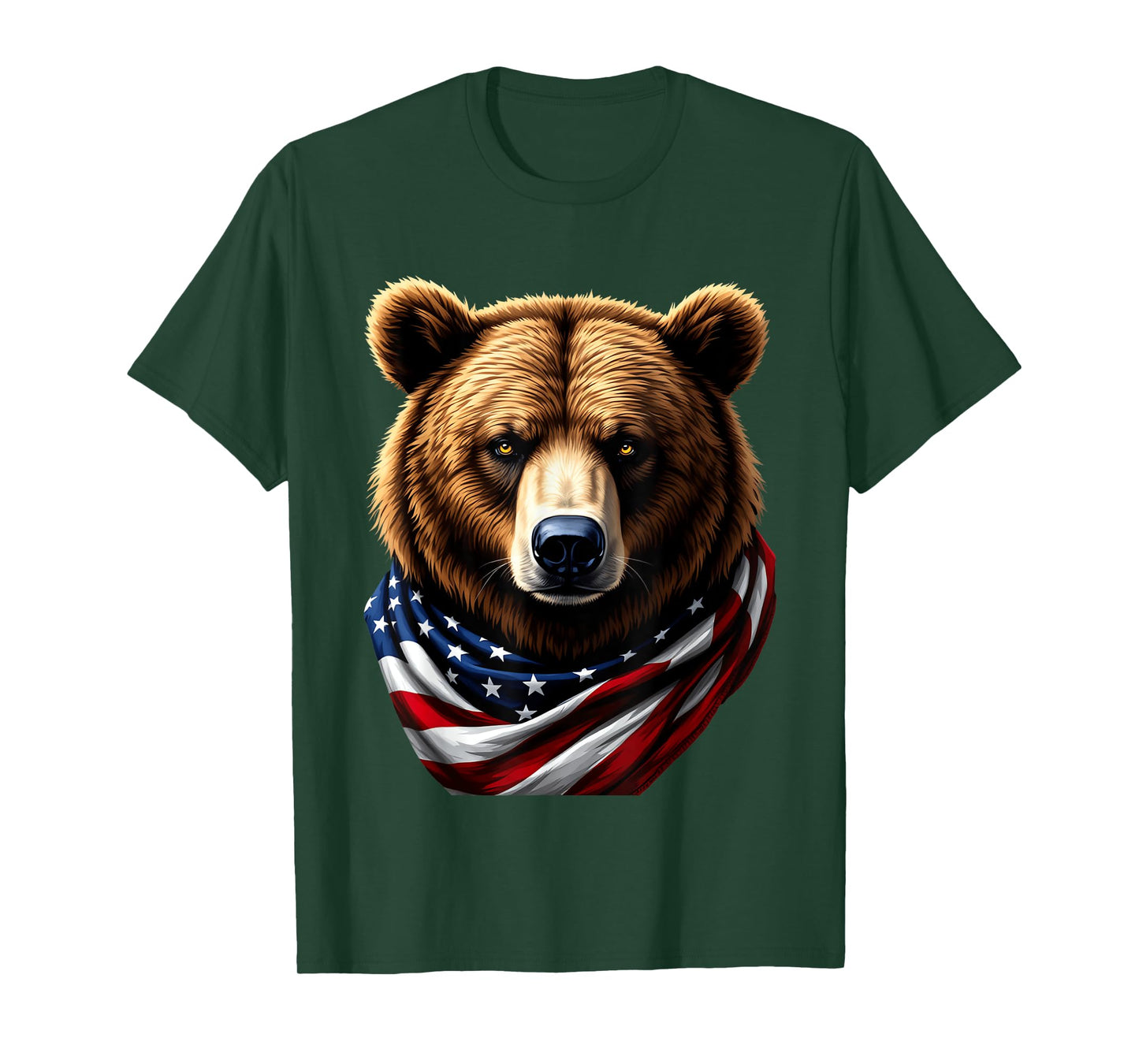Grizzly Bear USA Flag 4th Of July Funny Grizzly Bear Lover T-Shirt