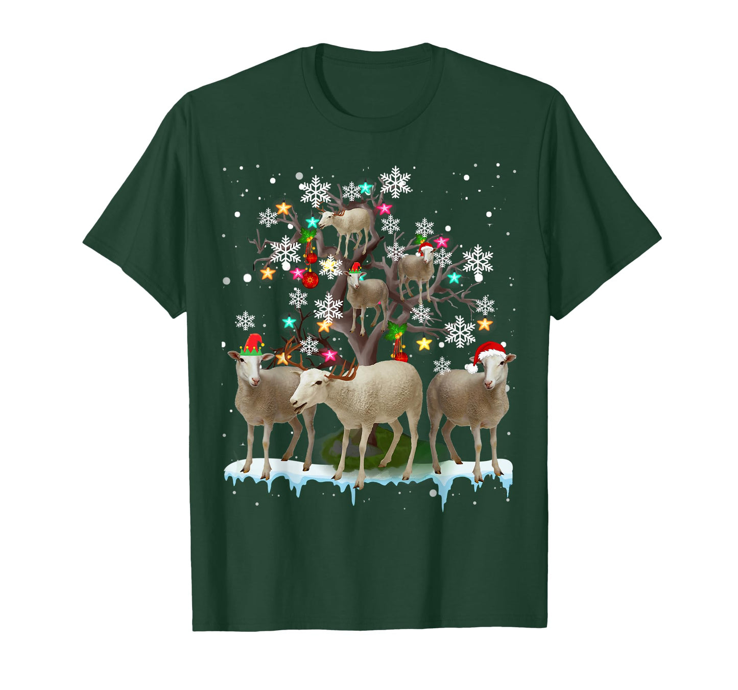Christmas Sheep On Tree Funny Santa Sheep Lover Gifts T-Shirt