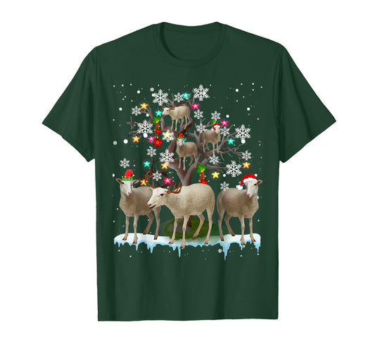 Christmas Sheep On Tree Funny Santa Sheep Lover Gifts T-Shirt