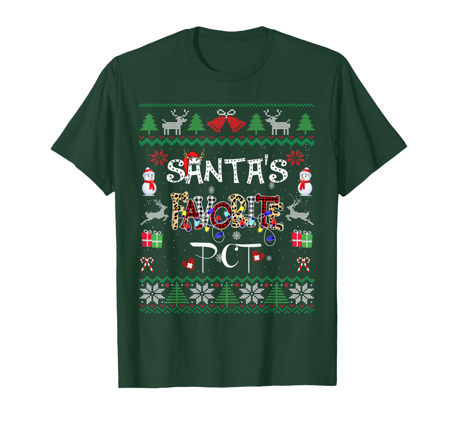 Christmas Ugly Santa's Favorite PCT Patient Care Technician T-Shirt