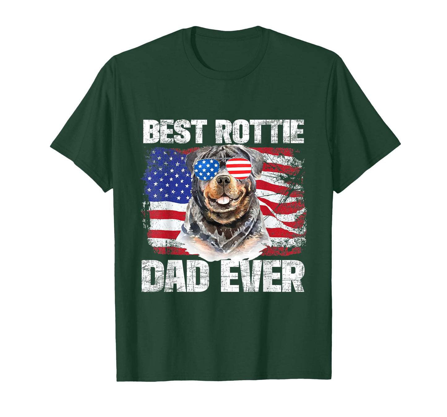 Best Rottie Dad Ever - American Flag Dog Owner Animal Lover T-Shirt for Women Kids Men