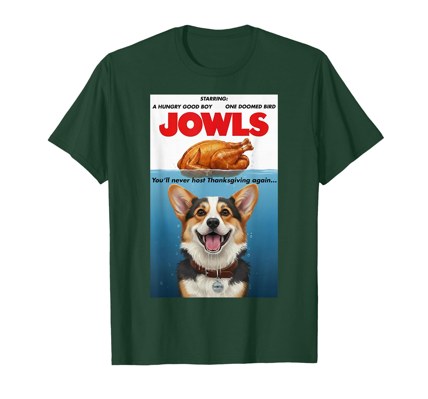 Funny Jowls Thanksgiving Corgi and Turkey T-Shirt