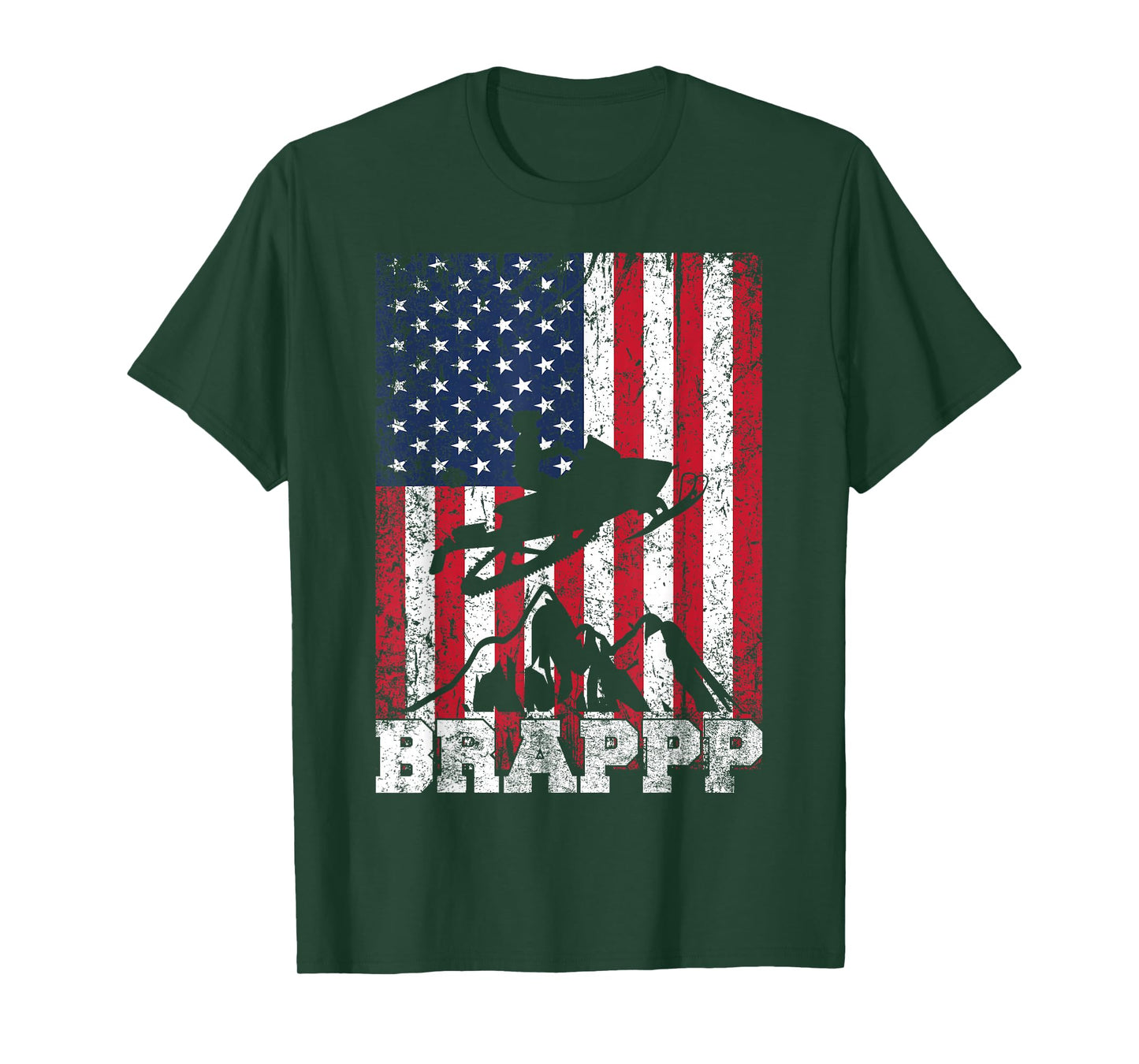 USA American Flag Snowmobiling Brap Snowmobile Rider Winter T-Shirt