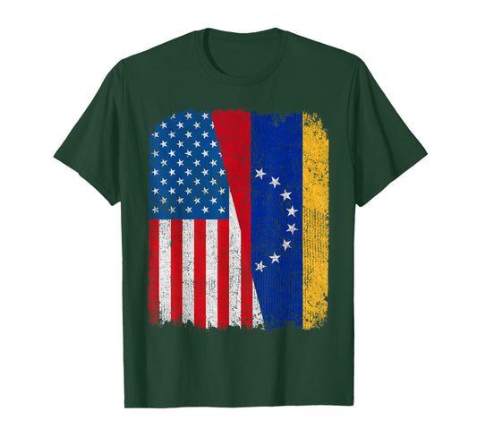 Venezuelan American Flag Half USA Venezuela Root Proud Women Kids Men T-Shirt