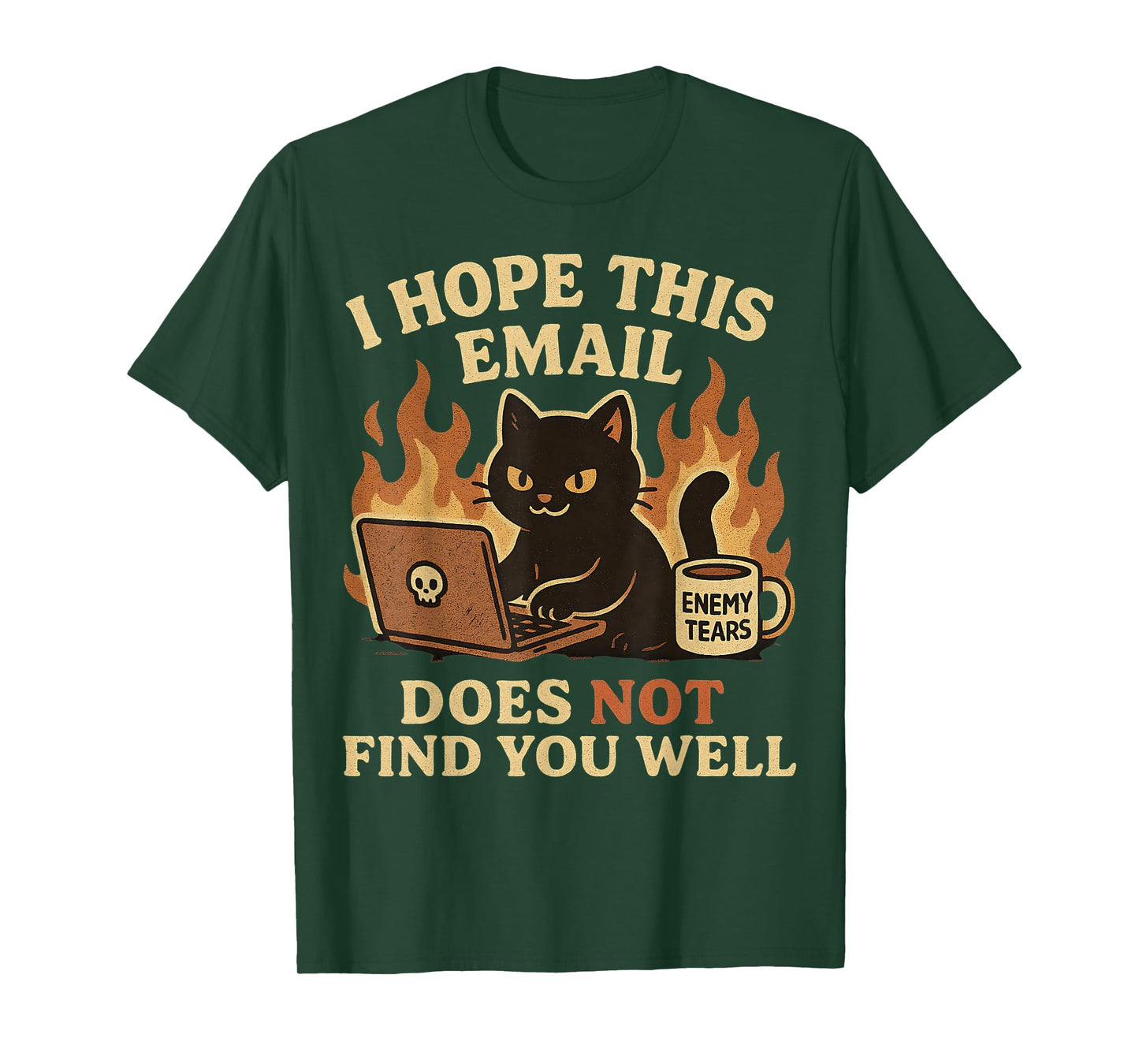Sarcastic Office Work Email Humor Cat Coffee Funny Graphic T-Shirt