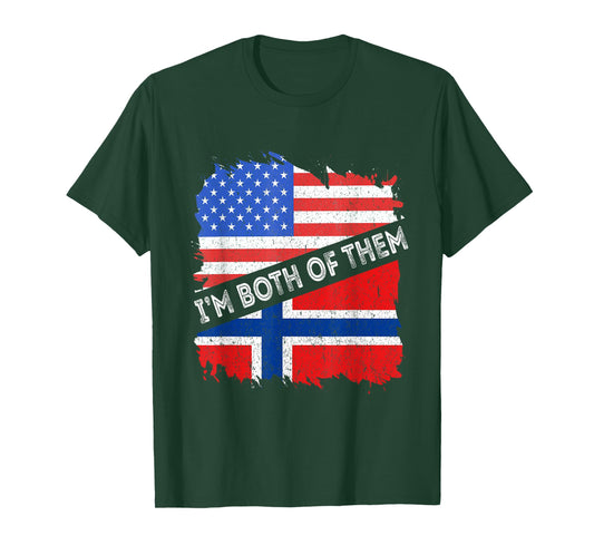 Norway Flag I'm Both Of Them Norwegian Pride USA America T-Shirt