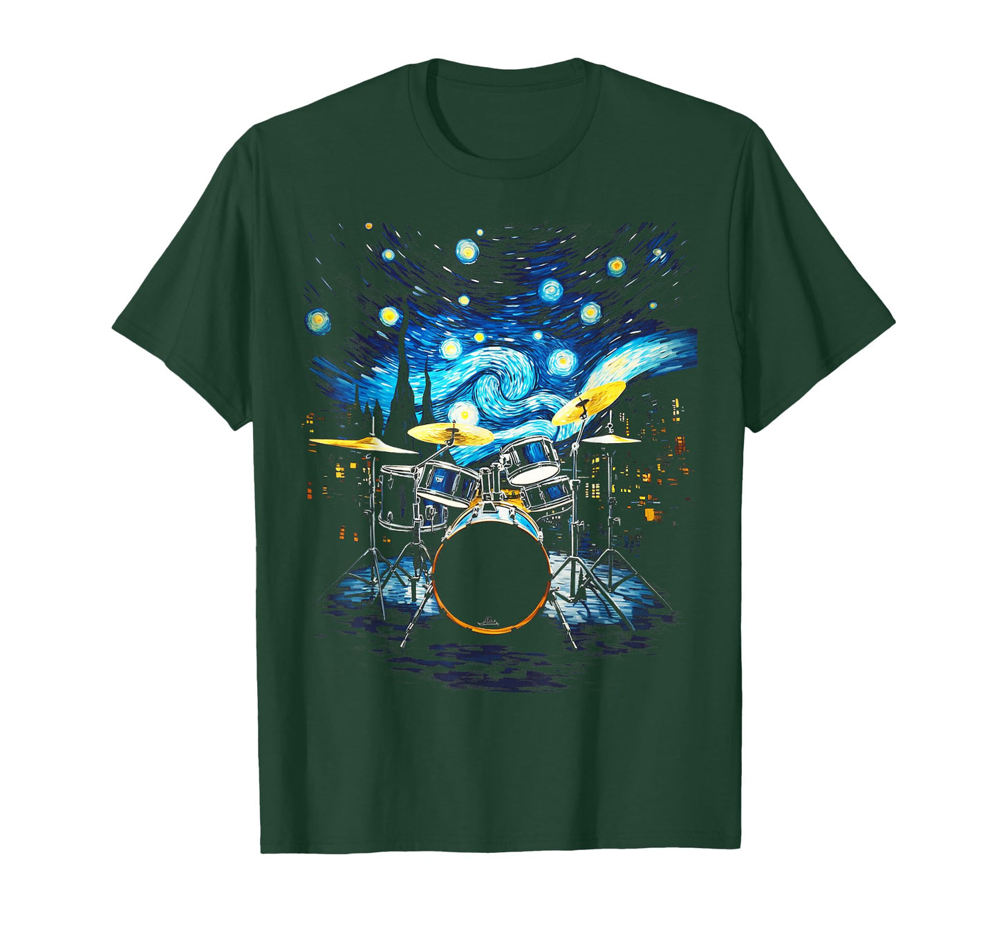 Drum Kit Percussionist Drummer Van Gogh Drums T-Shirt