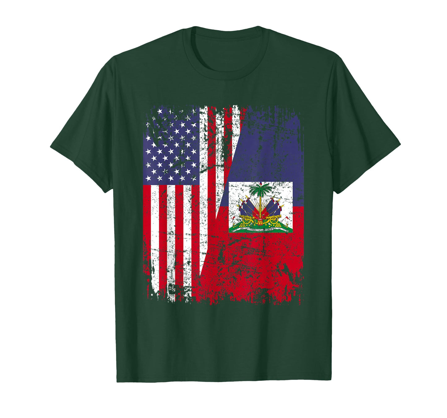 HAITIAN ROOTS | Half American Flag | HAITI FLAG T-Shirt