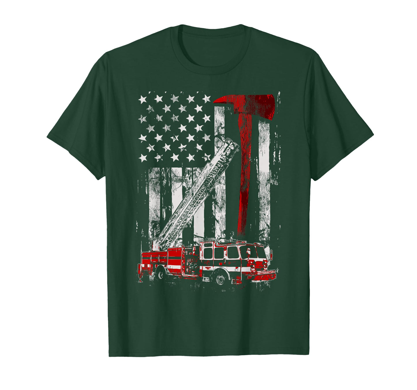 Fire Engine Truck Axe T-Shirt Thin Red Line Firetruck T-Shirt