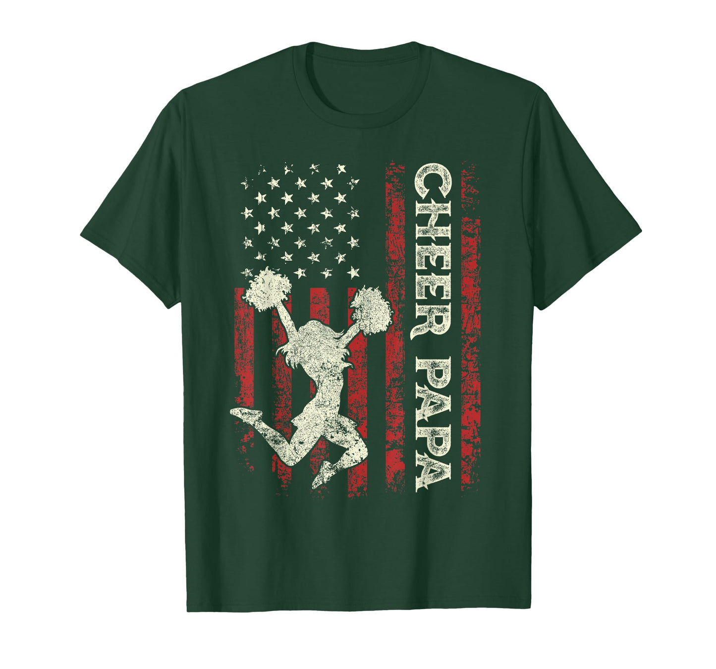 Cheer Papa US Flag Dad Men Patriotic Cheerleader Fathers Day T-Shirt