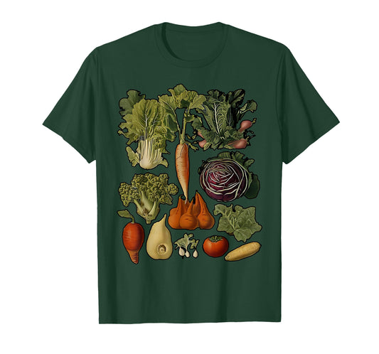 Cottagecore Vintage Vegetables Art Veggie Vegan Gardening T-Shirt