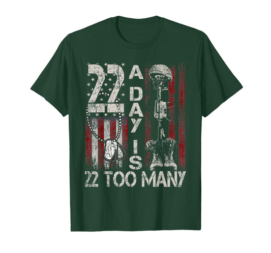 22 A Day Is 22 Too Many Veteran Lives Matter USA Flag T-Shirt