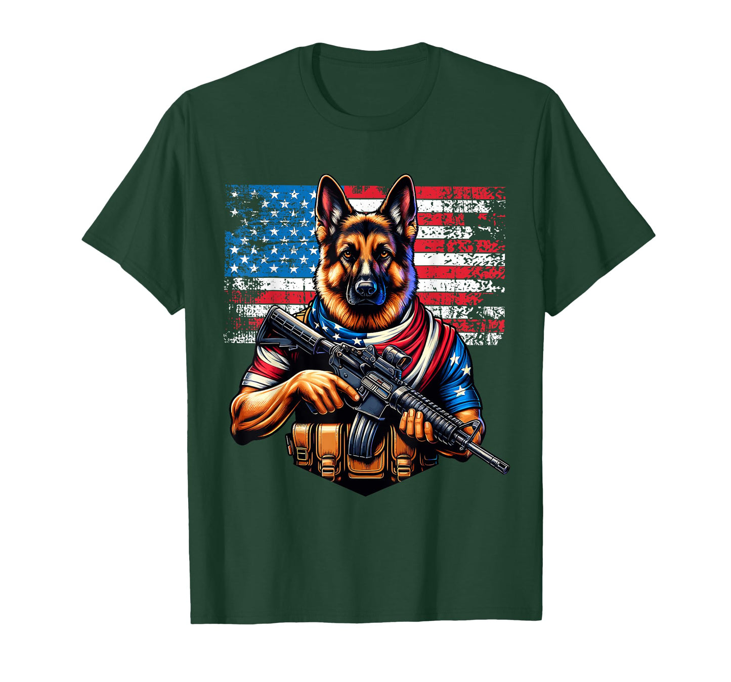 American Flag Patriotic German Shepherd T-Shirt
