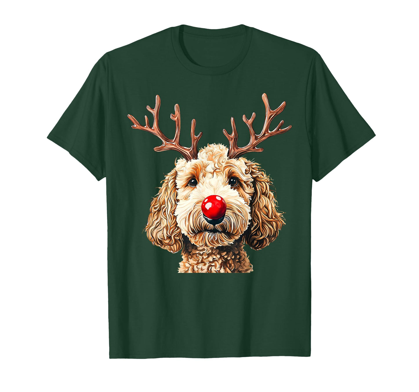 Cute Reindeer Santa Goldendoodle Christmas Xmas Holiday T-Shirt