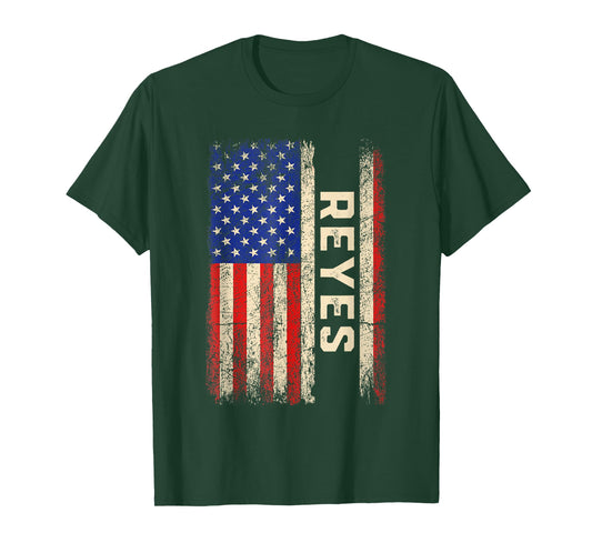 Reyes Last Name Shirt Reyes Name American Flag T-Shirt