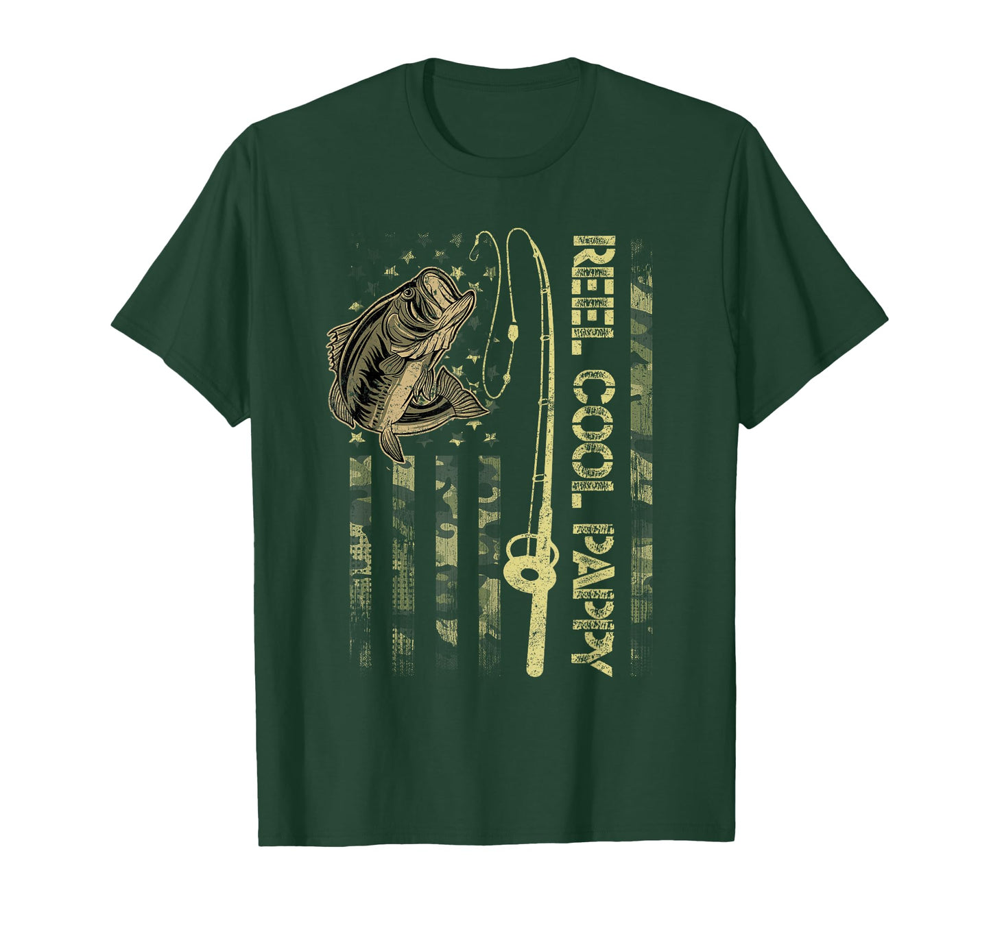 Reel Cool Pappy Camouflage American Flag Funny Gift T-Shirt