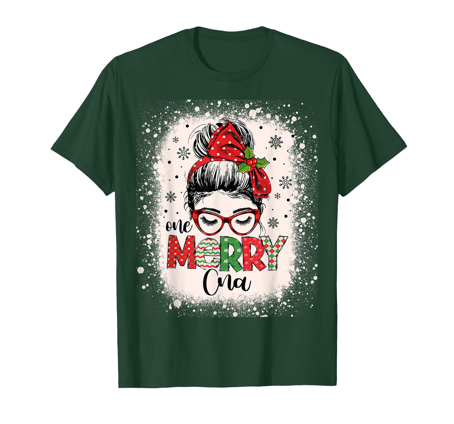 Cna Nurse Messy Bun Nurse's Aid Christmas T-Shirt
