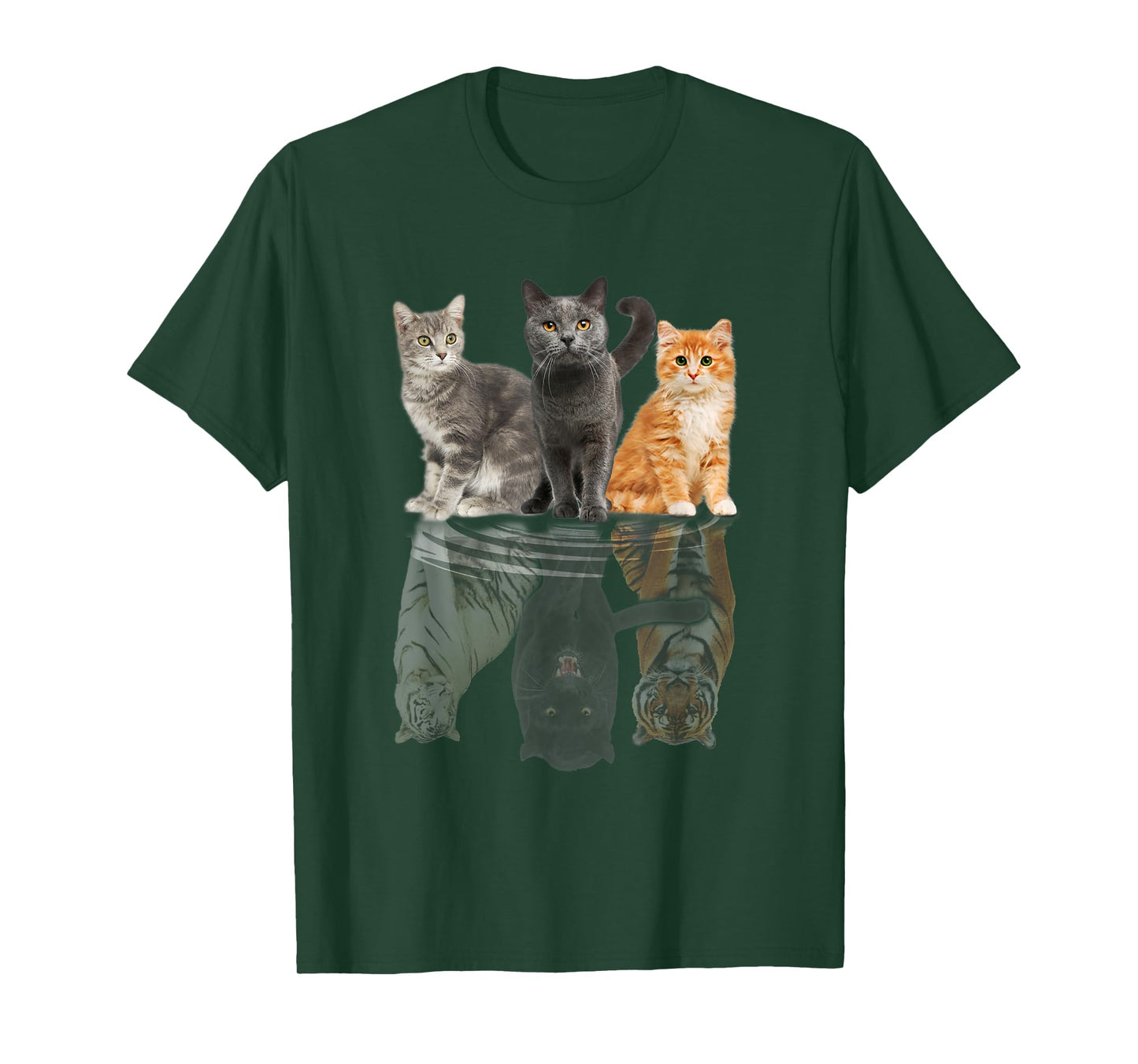 Cats Reflection Mirror Puma Cheetah Tiger Funny Cat Lover Men Women Kids T-Shirt