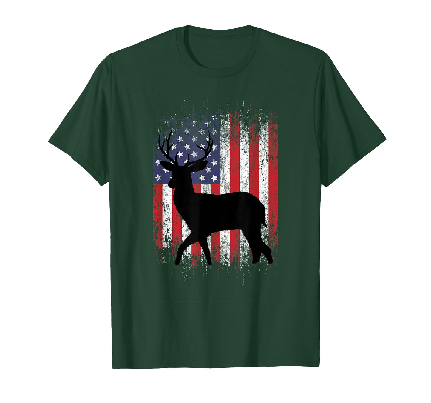 American Deer Hunting Patriotic Hunter Flag Whitetail Buck T-Shirt