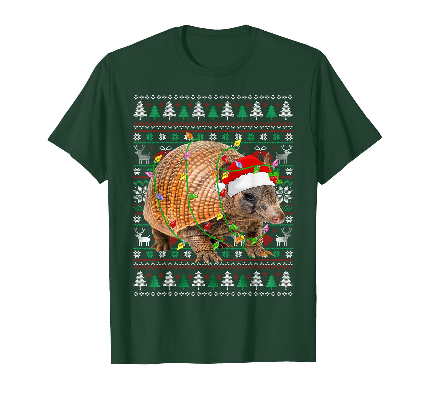 Armadillo Christmas Sweater Santa Hat Ugly Xmas Pajama T-Shirt