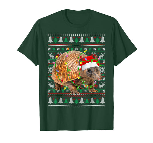 Armadillo Christmas Sweater Santa Hat Ugly Xmas Pajama T-Shirt
