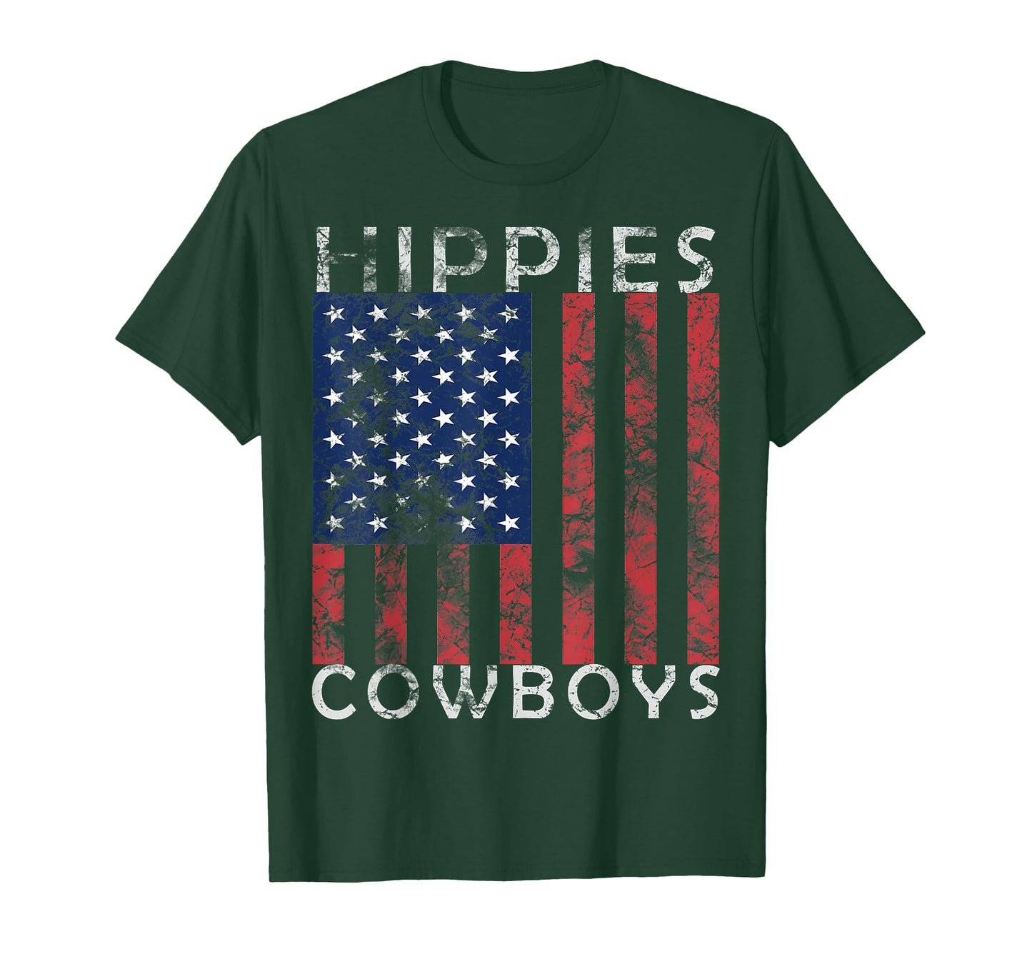 Raisin Hell With The Hippies And Cowboys - American Flag T-Shirt