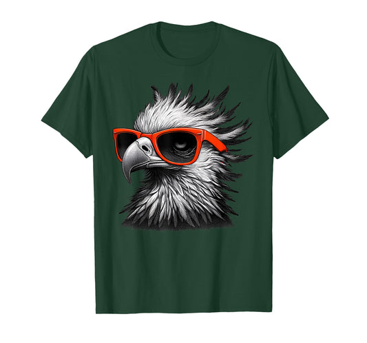 Cool Secretary Bird Wearing Sunglasses Graphic Art T-Shirt