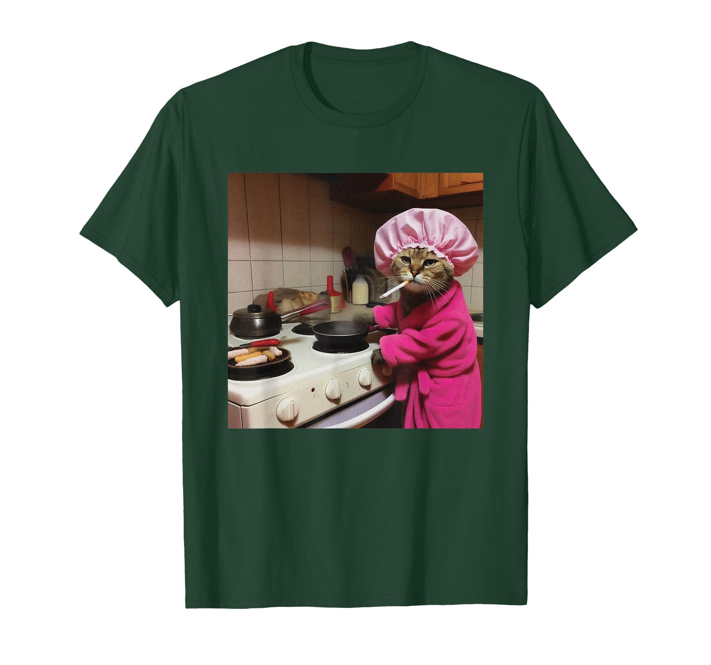 Housewife Cat Funny Ironic Cat Meme Y2K Brain Rot T-Shirt