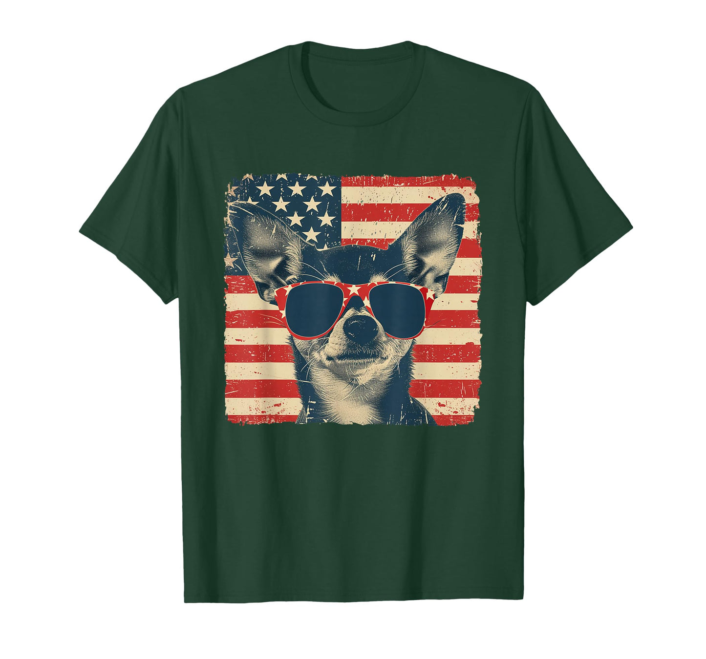 Chihuahua America Flag 4th of July Men Women T-Shirt