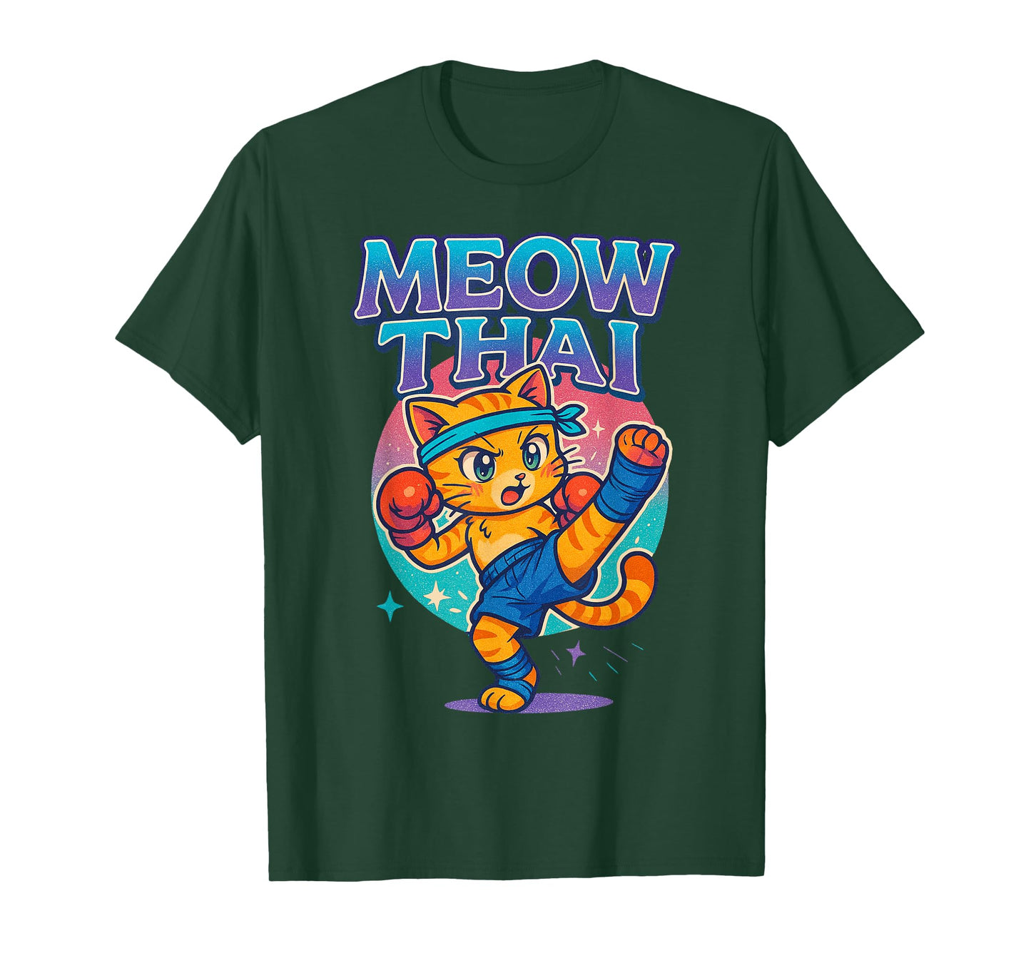 Funny Meow Thai Muay Thai Cat Fighter Pun Dad Joke T-Shirt