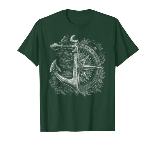 Compass and Anchor boating ocean sea retro vintage Sailor T-Shirt