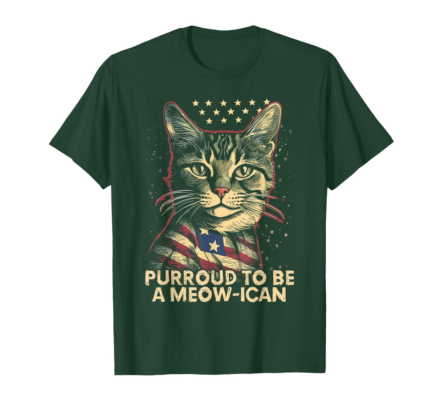 4th July Cat Lover, Purroud To Be A Meow-ican, American Cat Men Women Kids T-Shirt