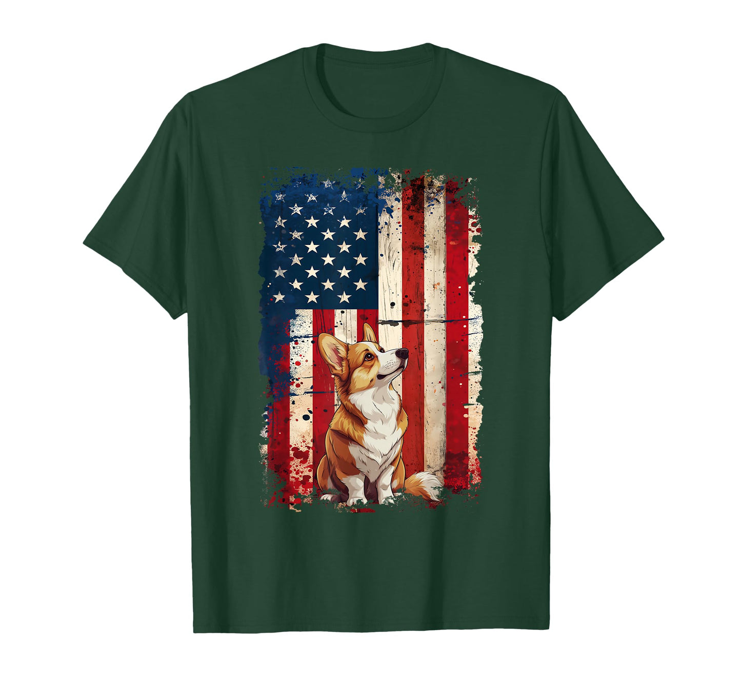Corgi American Flag USA Patriotic 4th of July T-Shirt