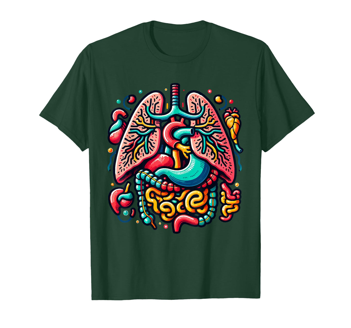 Colorful Human Body Anatomy Illustrated Internal Organs Art T-Shirt