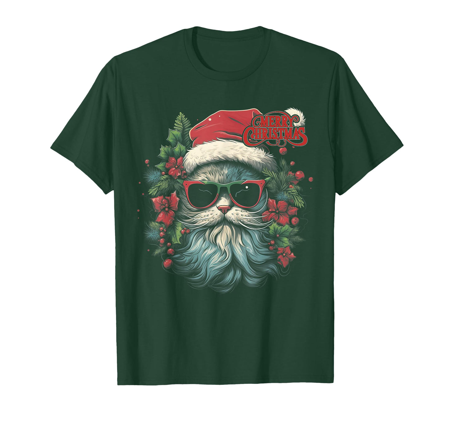 Cat - Christmas Funny Santa Holiday Men Women T-Shirt