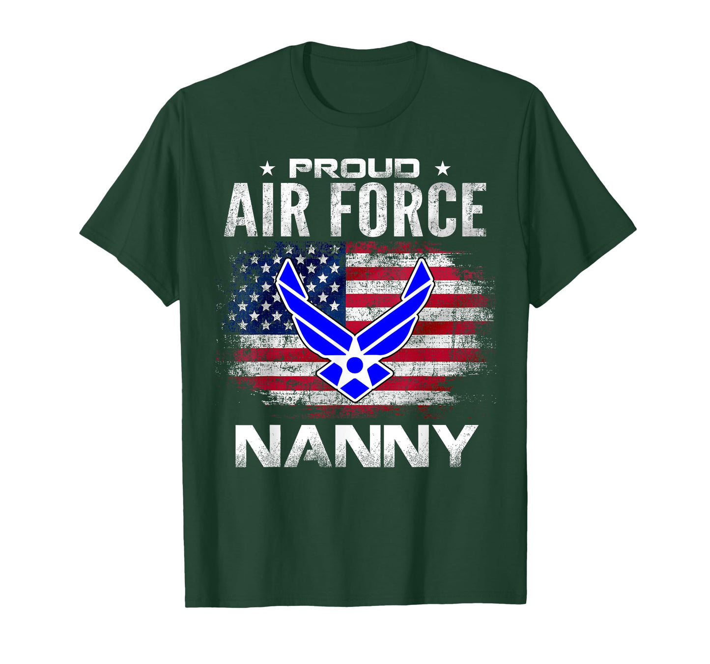 Proud Air Force Nanny With American Flag Gift Veteran T-Shirt