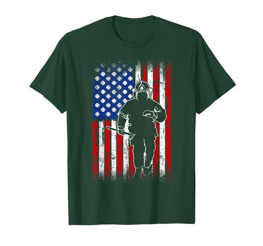 American Flag Firefighter USA United States T-Shirt