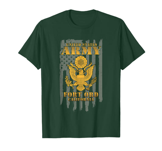 American Flag US Army Fort Ord California Vintage Retro Gift T-Shirt for Women Kids Men