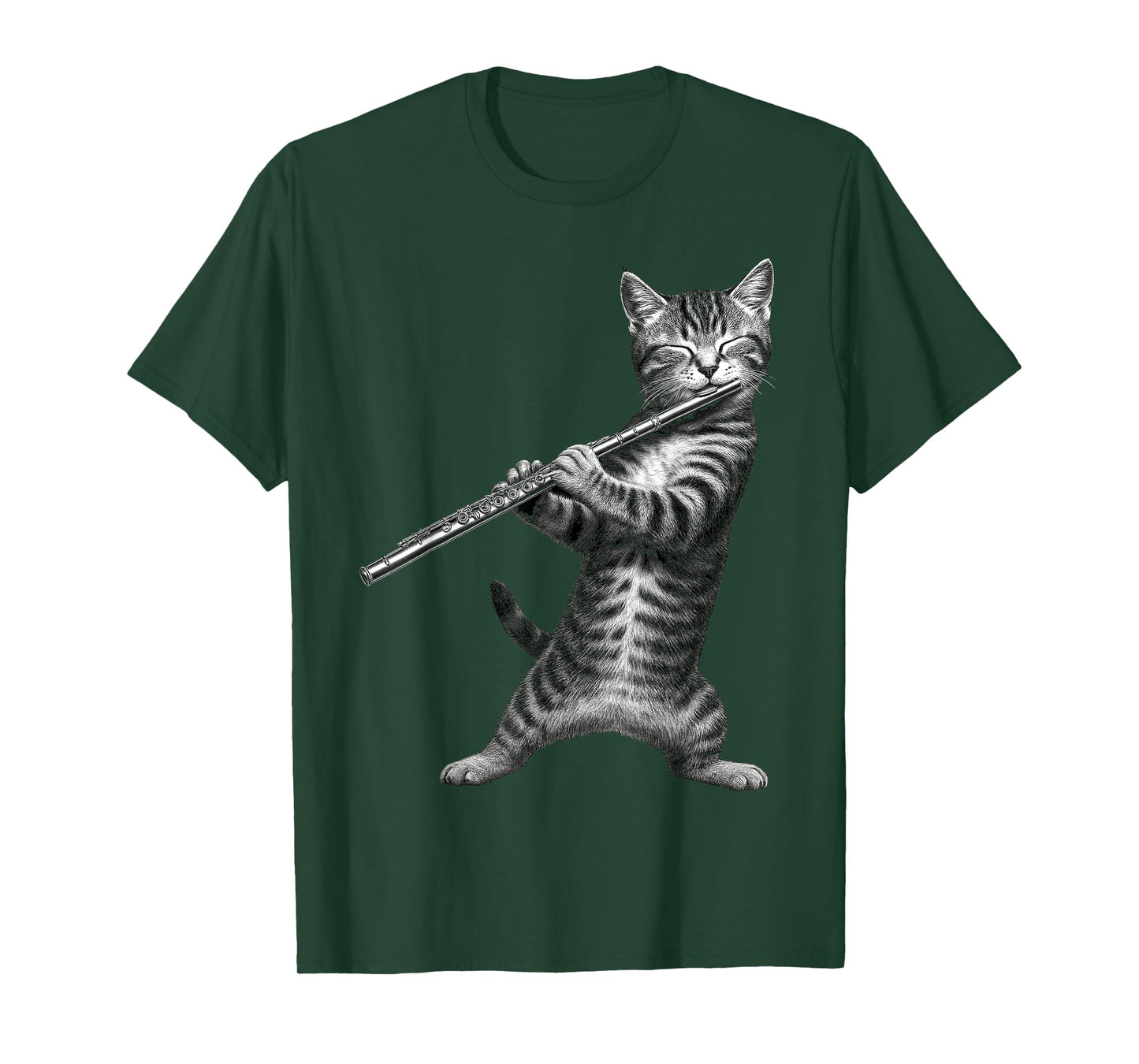 Cat Playing Flute Funny Gifts For Cat Lover Cat Mom Cat Dad T-Shirt