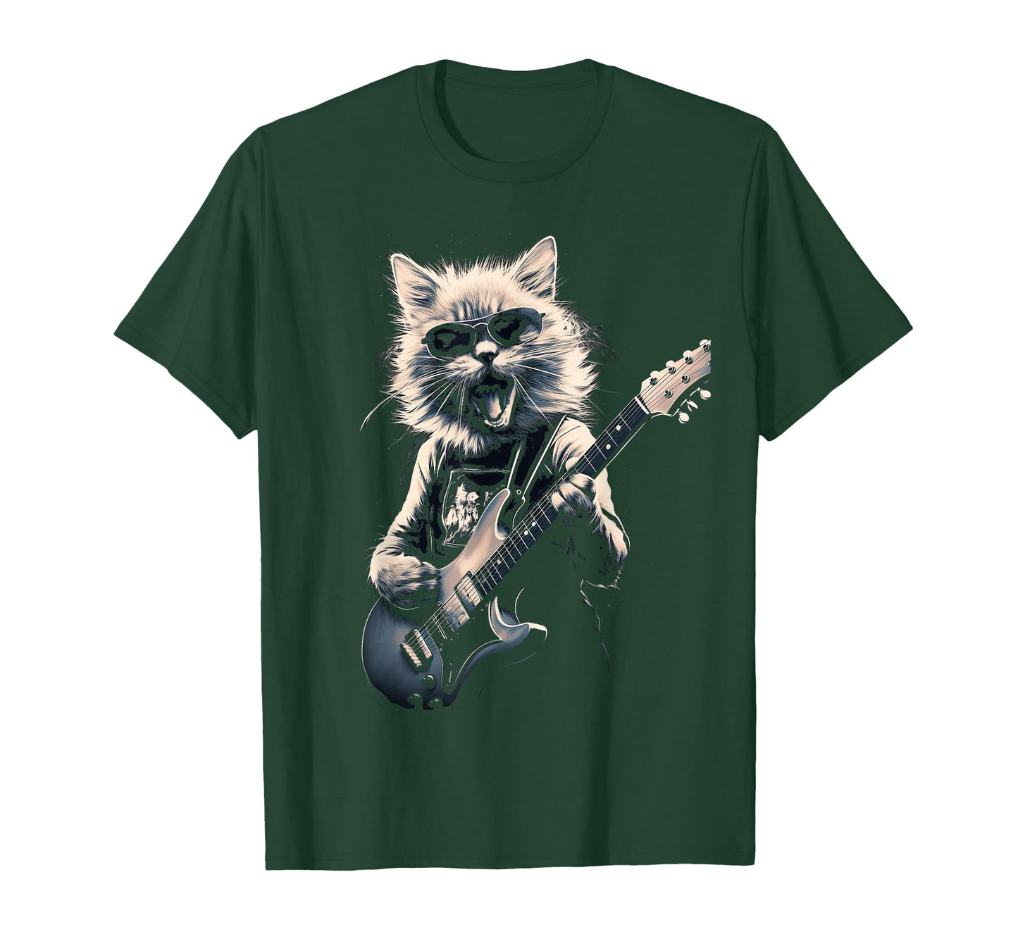 Cat Playing Bass Guitar Guitarist Rocker Cool T-Shirt