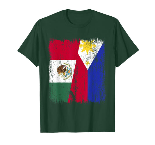 Mexico Philippines Half Flag Mexican Filipino Jersey T-Shirt