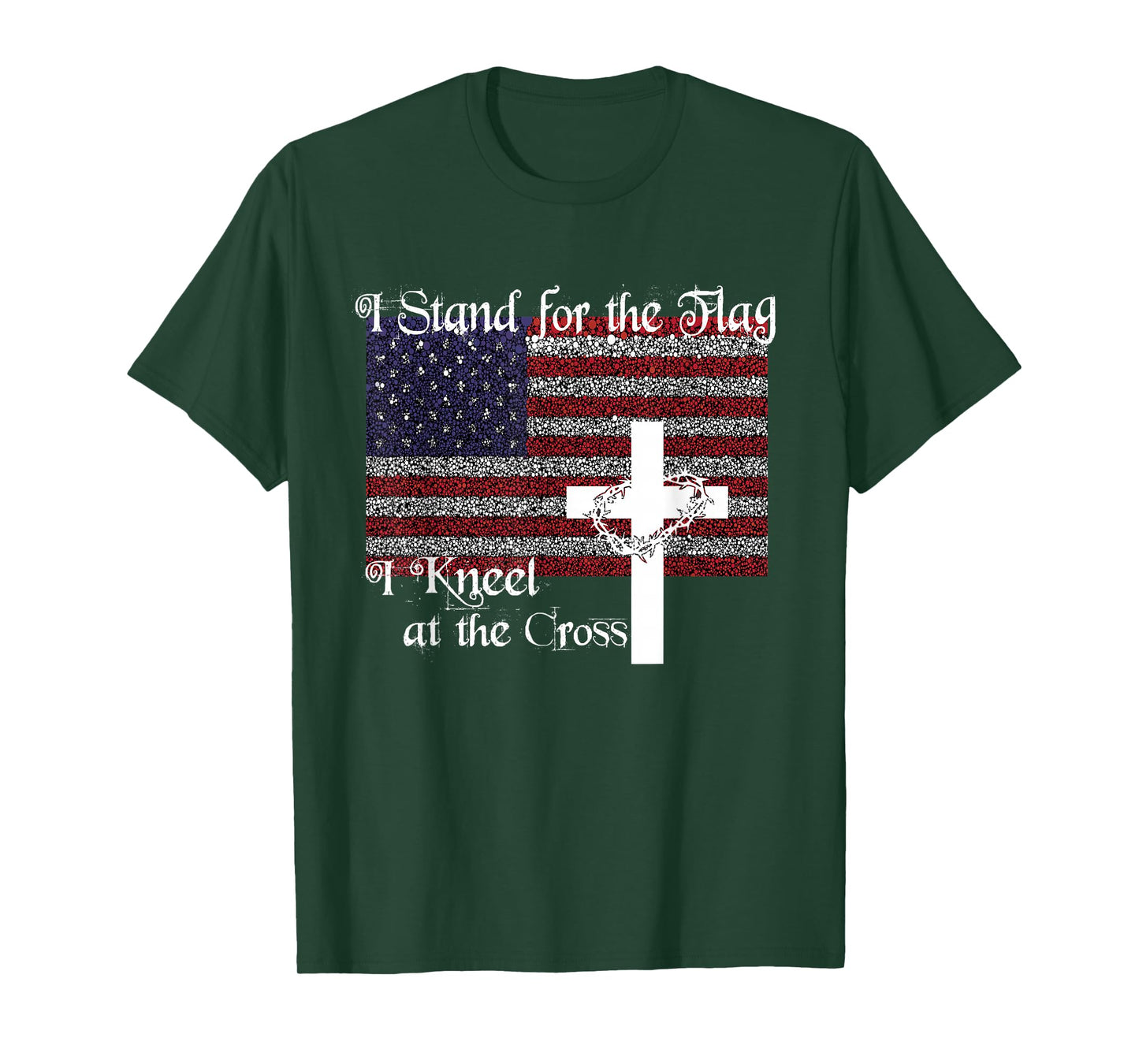 Stand for the Flag, I Kneel at the Cross Patriotic Christian T-Shirt