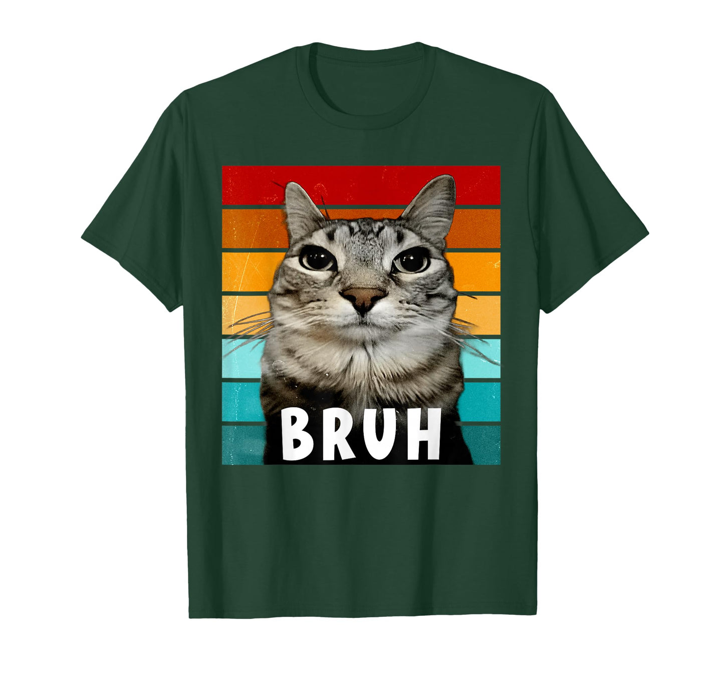 Funny Meme Saying Bruh With Cat Teens Boys Men T-Shirt
