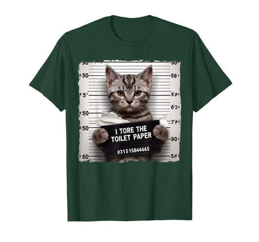 Cute Cat Mugshot Humorous Cat for Cats Lover Cat Mom Cat Dad T-Shirt