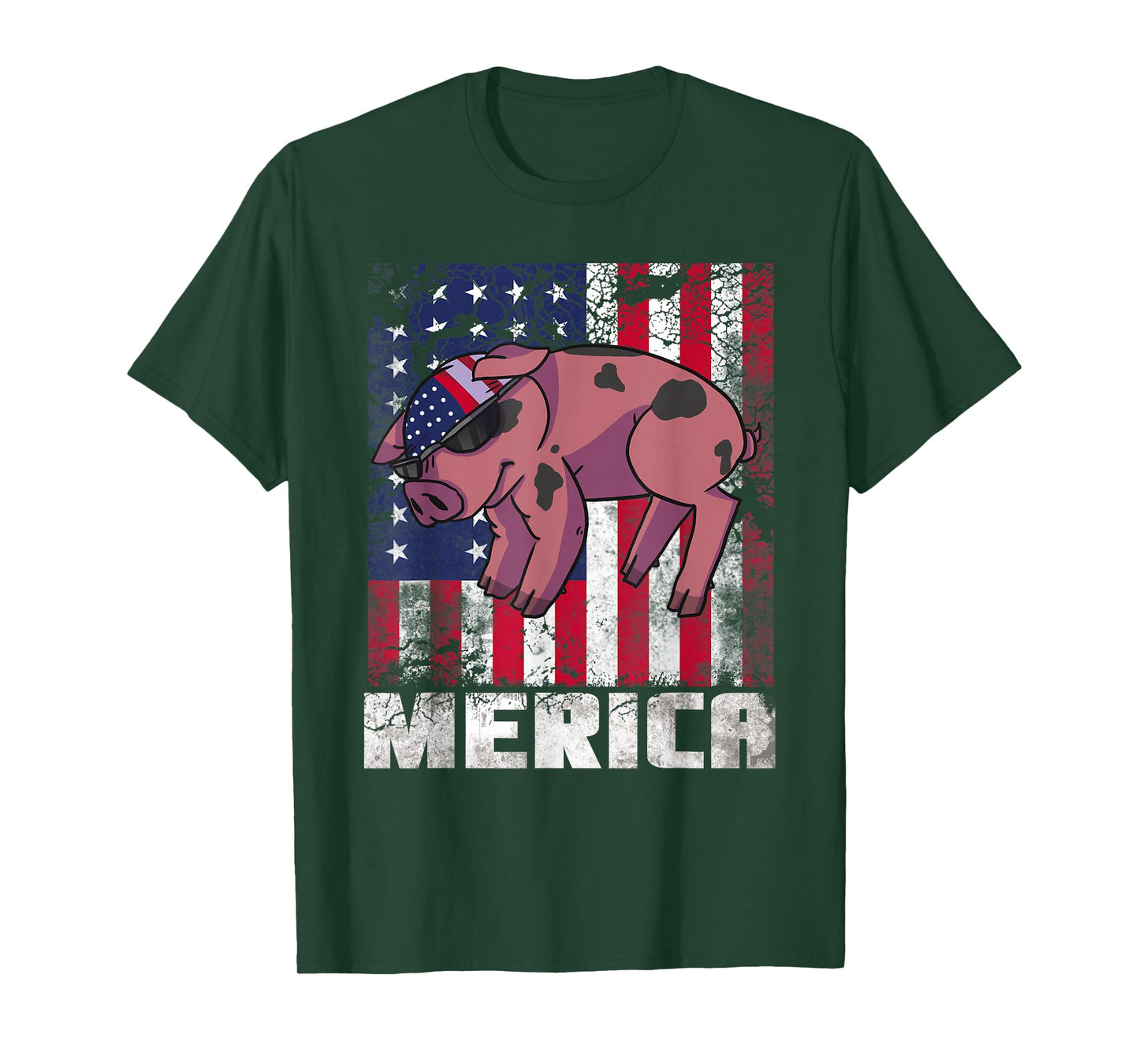 Merica Pig USA American Flag 4th of July Patriotic Gift T-Shirt
