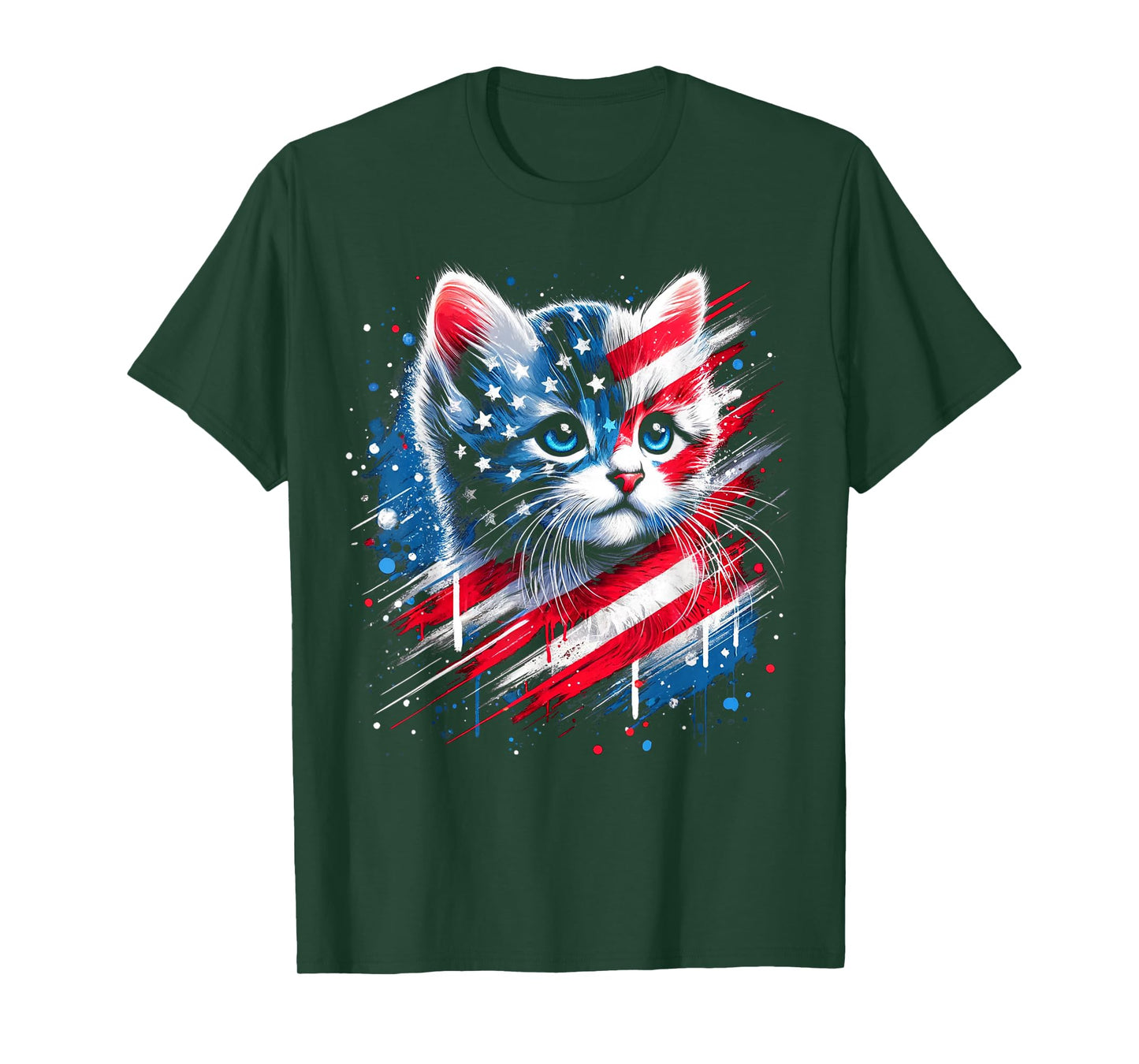Patriotic kitten or American flag inspired cat T-Shirt