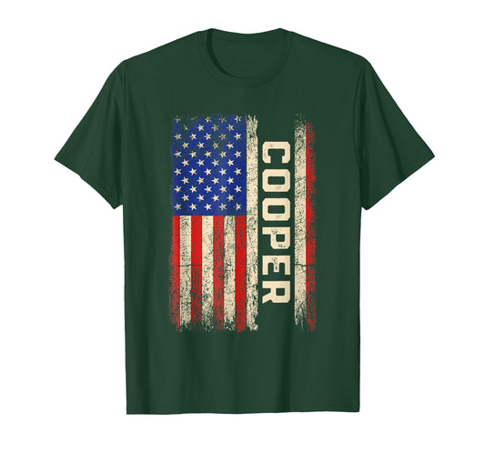 Cooper Last Name Shirt Cooper Name American Flag T-Shirt