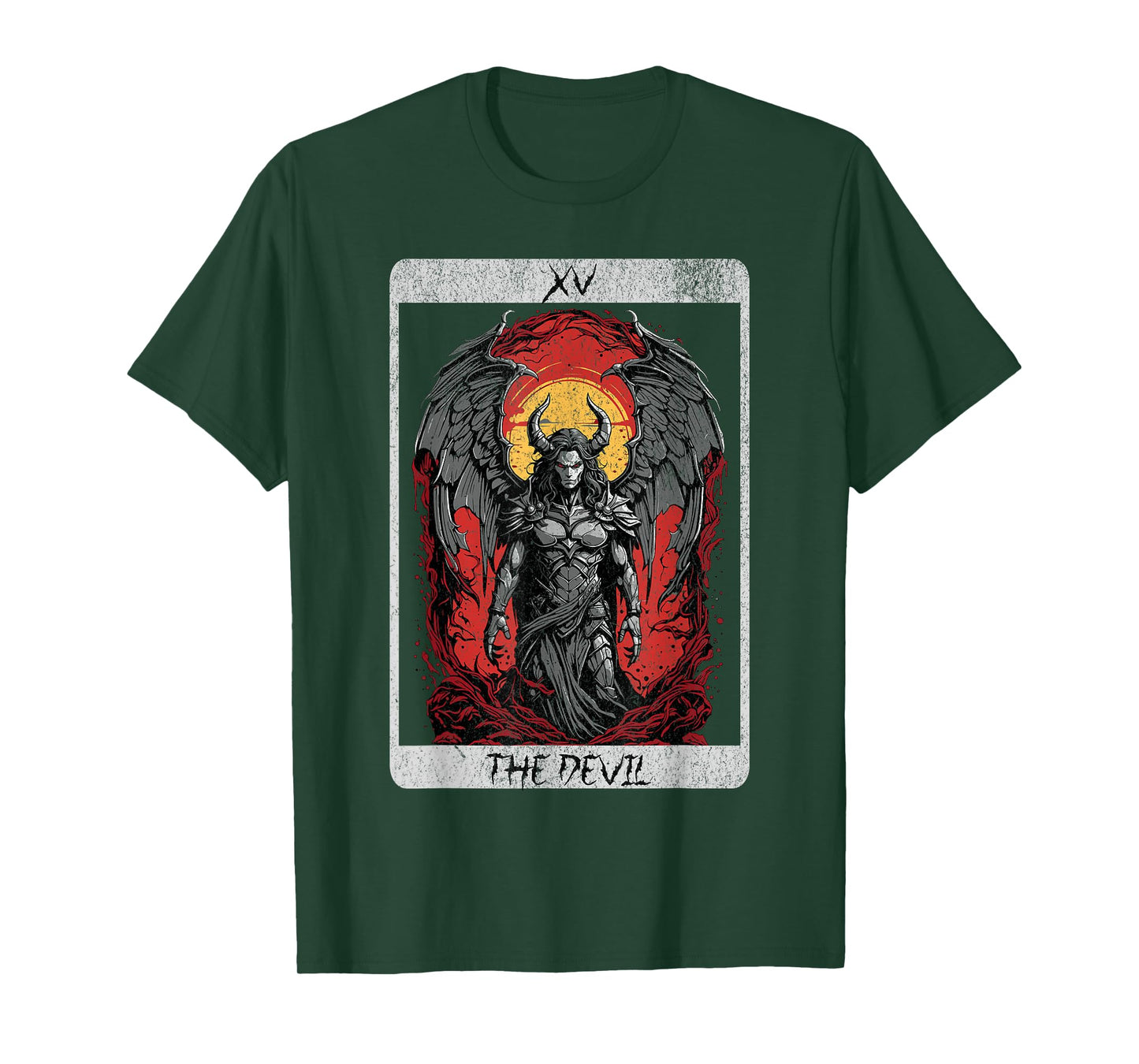 Vintage The Devil Tarot Card Occult Satan Unholy Horror Men T-Shirt