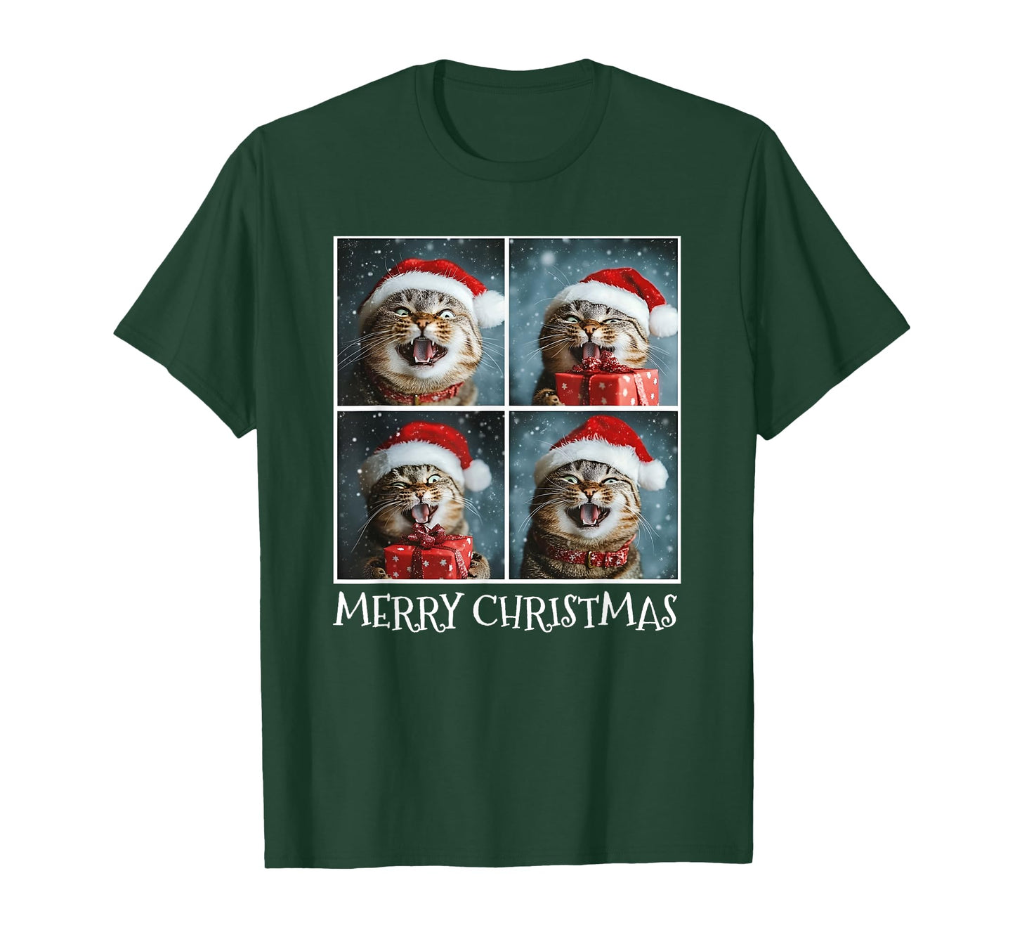 Cat Santa Hat Christmas Cat Selfie T-Shirt