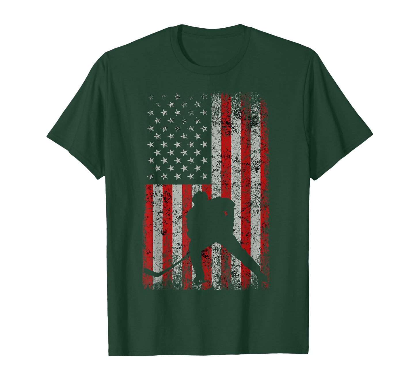 Patriotic American Flag Ice Hockey Gift Hockey Player Fan T-Shirt